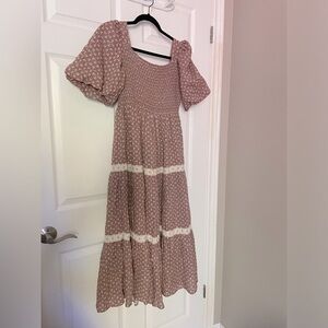 Neuflora light maroon floral maxi dress - small